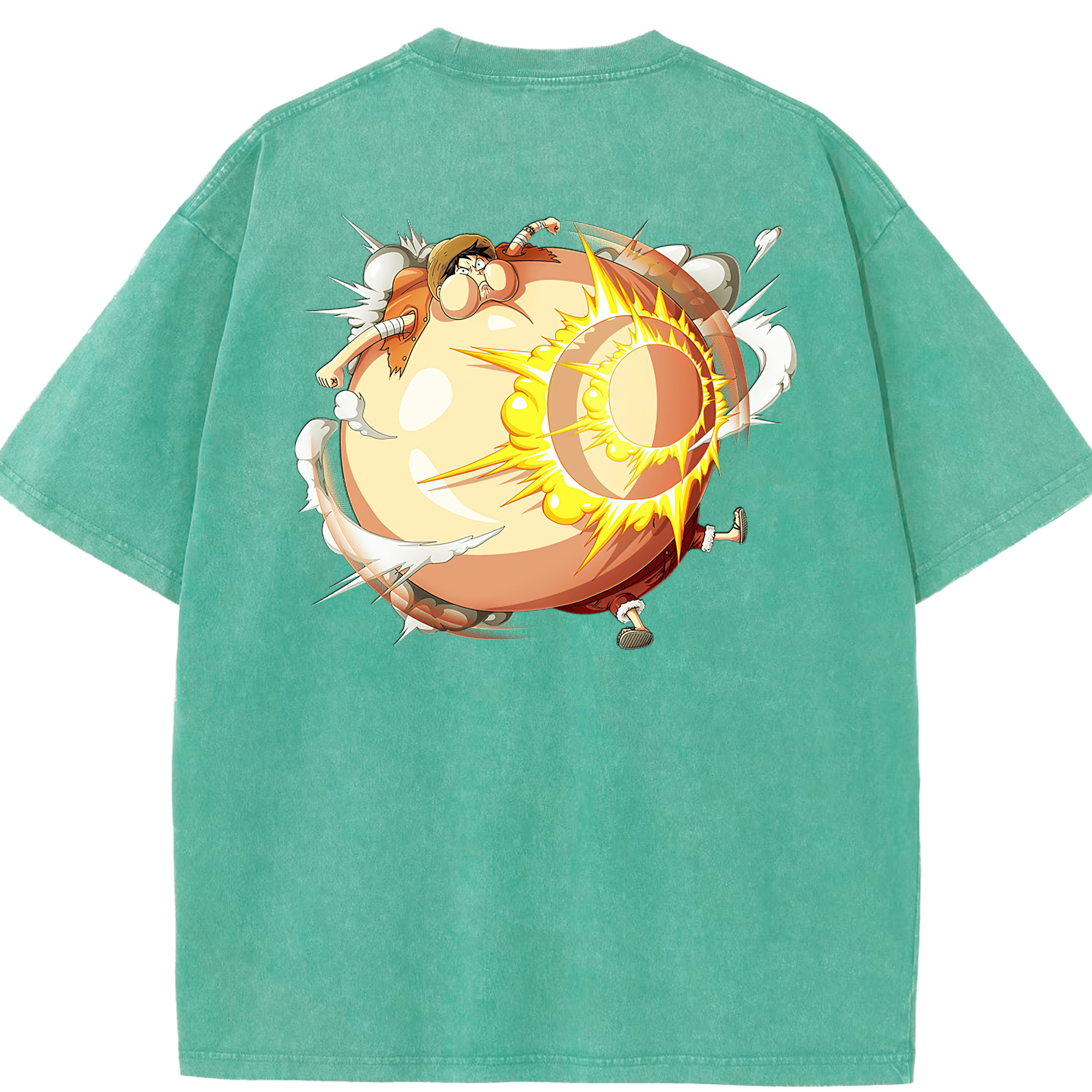 ワンピース モンキー・D・ルフィ ONE PIECE Monkey D. Luffy 綿100% ヴィンテージ風 半袖Tシャツ（背面プリント）